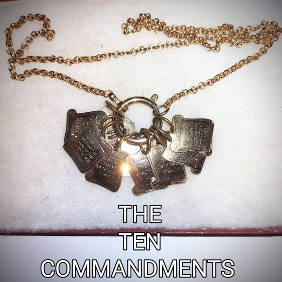 The Ten Commandments Gold Scrolls Charms Necklace - Picture 13 of 16